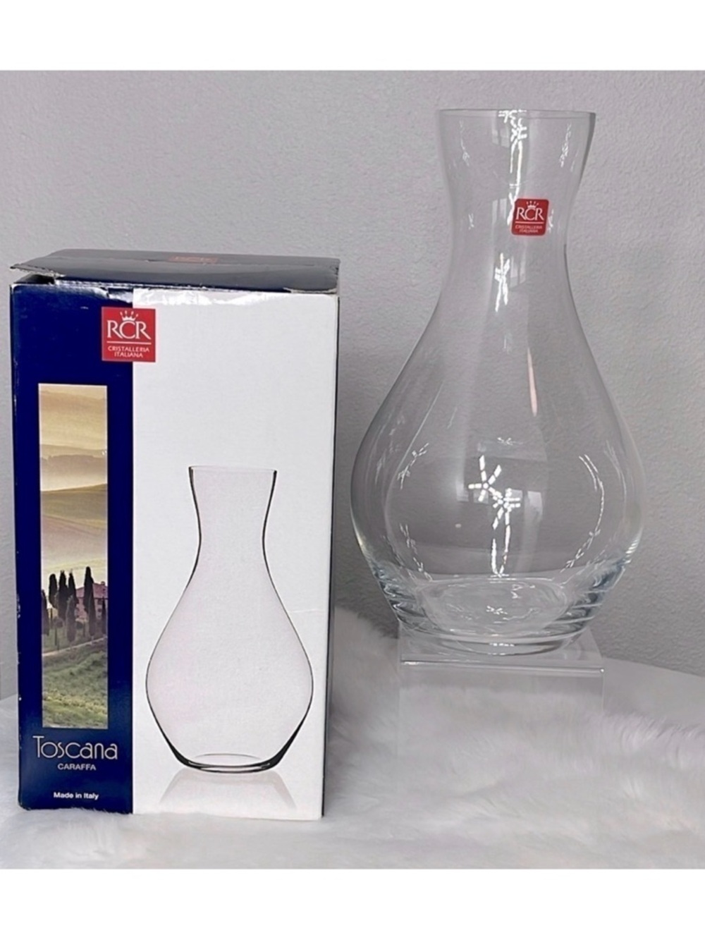 RCR Toscana Crystal Italian Wine Carafe Juice Jug Flower Vase Made in Italy Gift
